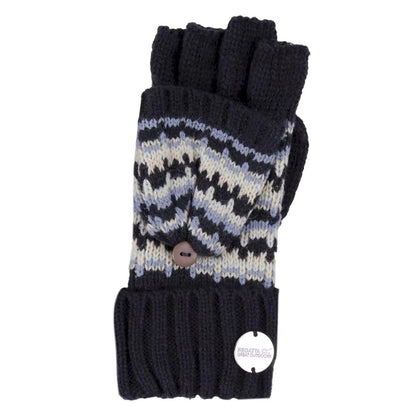 Navy - Front - Regatta Childrens-Kids Baneberry Knitted Fingerless Gloves