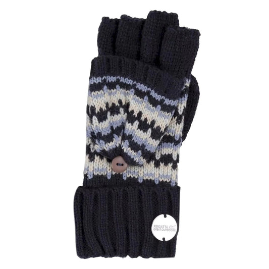 Navy - Front - Regatta Childrens-Kids Baneberry Knitted Fingerless Gloves