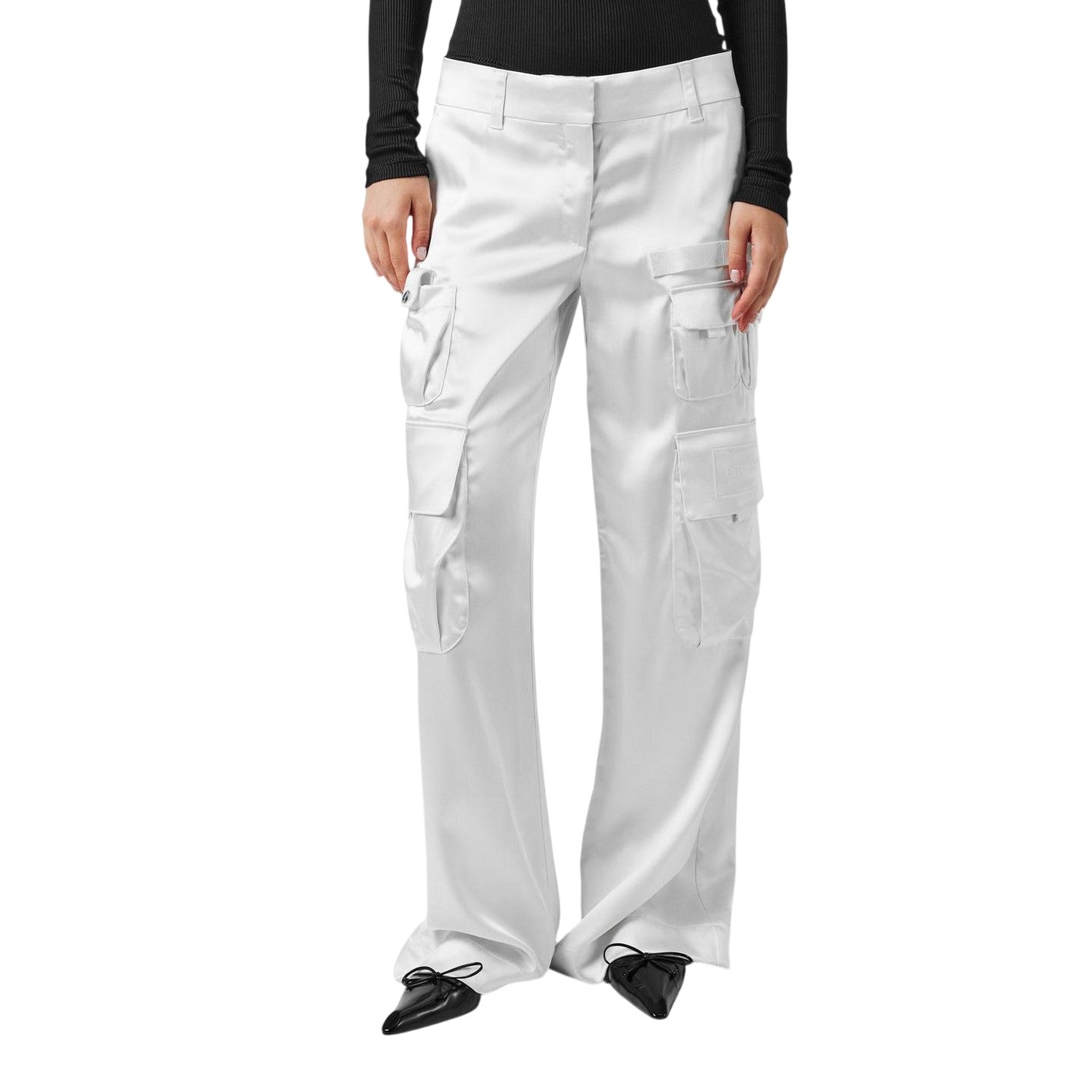 Coconut Milk - Side - Off White Womens-Ladies OW Wide Leg Cargo Trousers