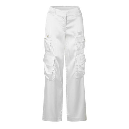 Coconut Milk - Front - Off White Womens-Ladies OW Wide Leg Cargo Trousers