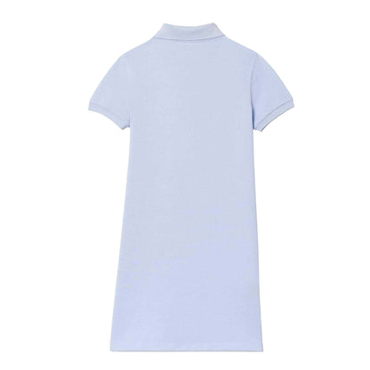 Blue - Back - Lacoste Girls Crocodile Pique Dress