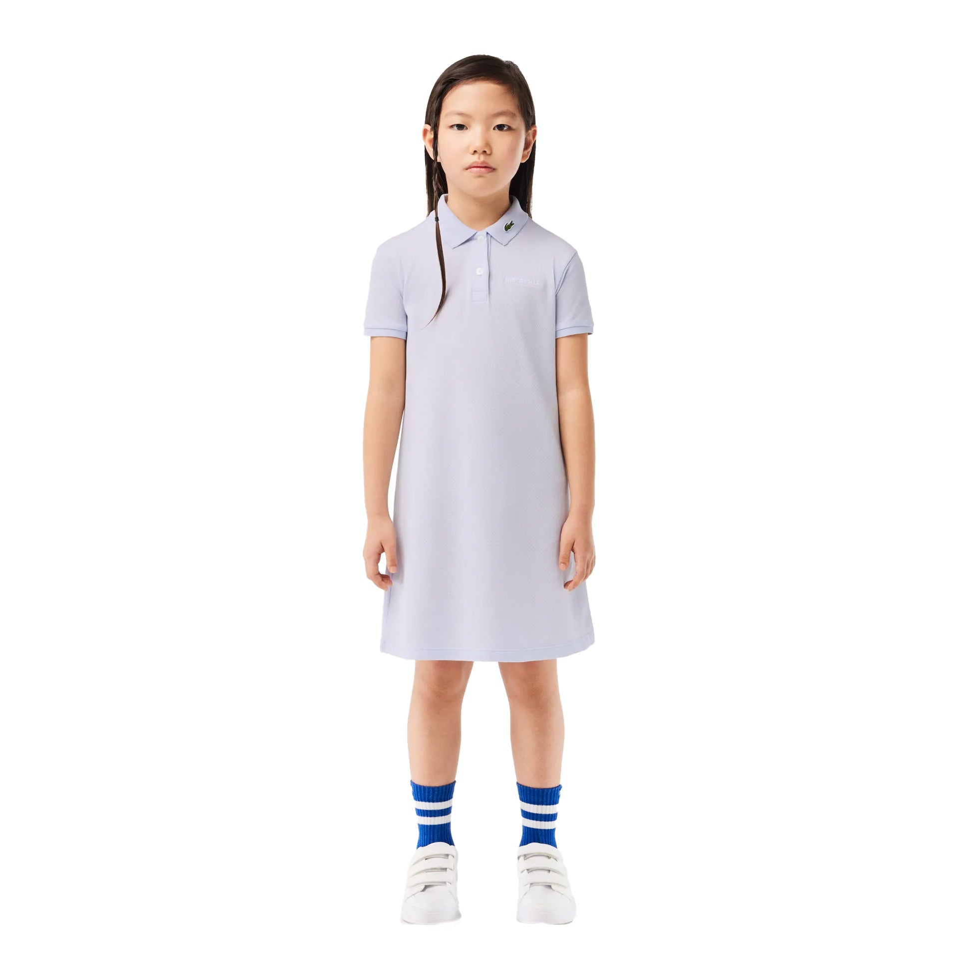 Blue - Side - Lacoste Girls Crocodile Pique Dress
