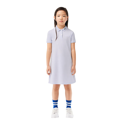 Blue - Side - Lacoste Girls Crocodile Pique Dress