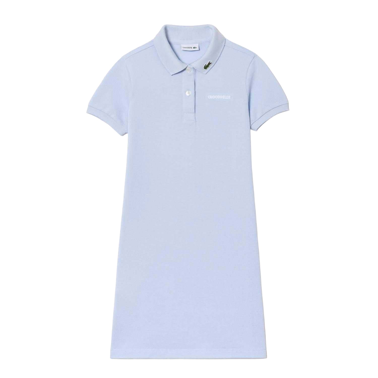 Blue - Front - Lacoste Girls Crocodile Pique Dress