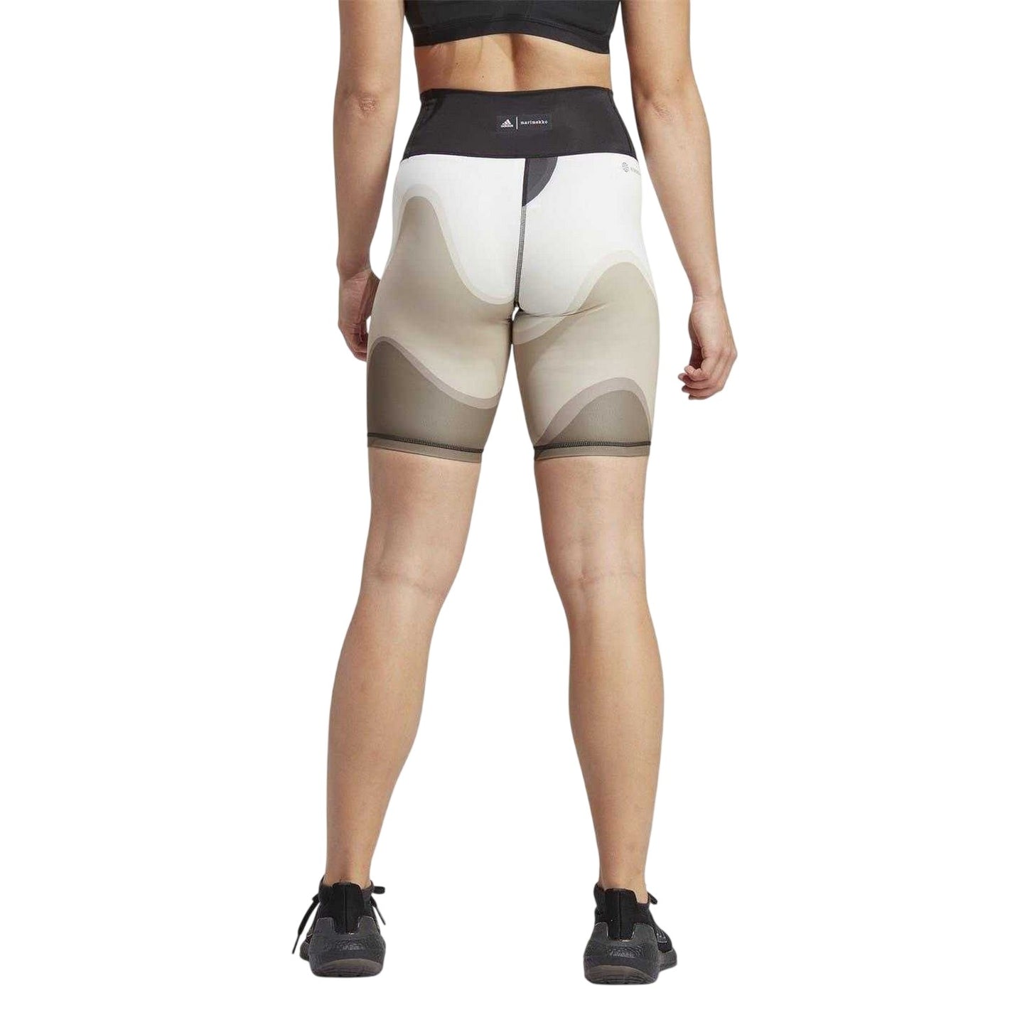 Brown - Back - Adidas Womens-Ladies Marimekko Wavy Pattern Cycling Shorts