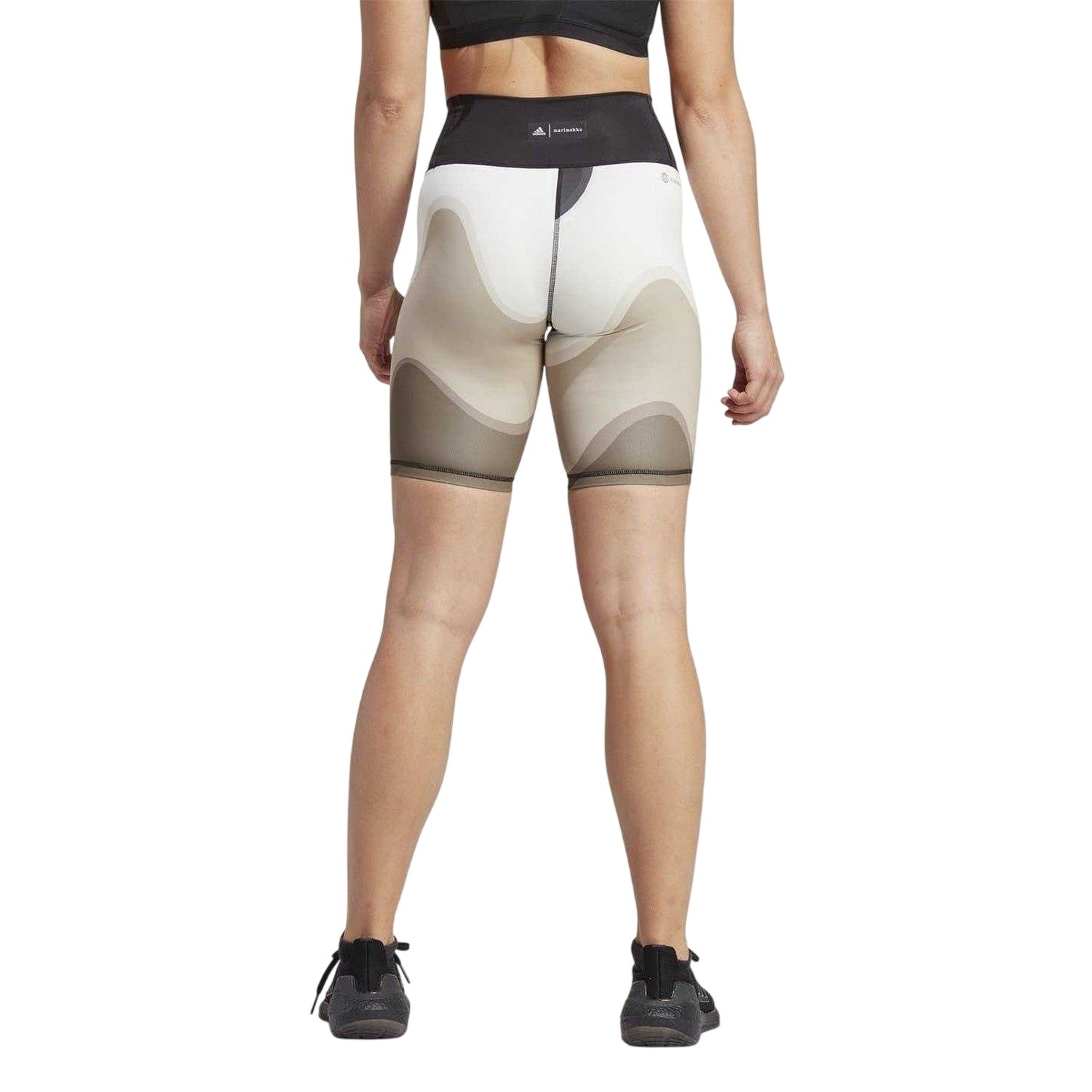 Brown - Back - Adidas Womens-Ladies Marimekko Wavy Pattern Cycling Shorts