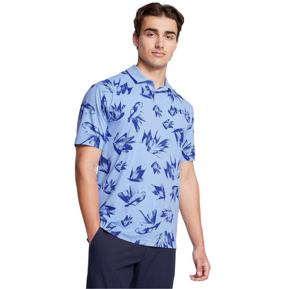 Blue - Side - Under Armour Mens Floral Pattern Polo Shirt