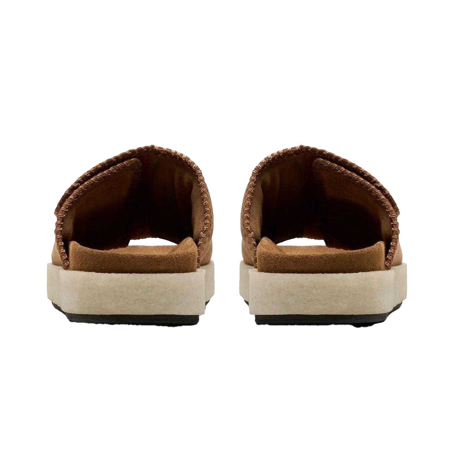 Brown - Back - Clarks Originals Mens Overleigh Suede Sliders