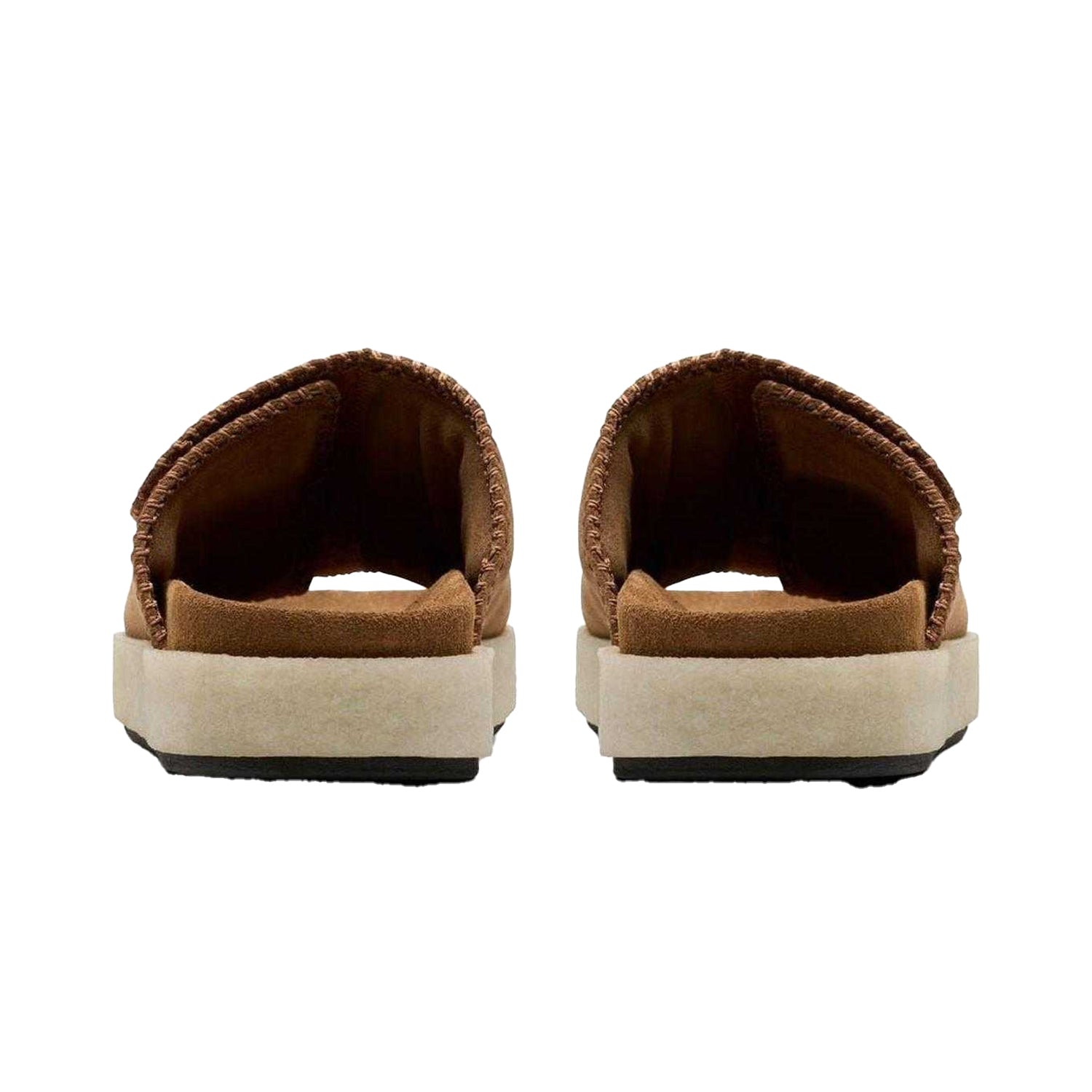 Brown - Back - Clarks Originals Mens Overleigh Suede Sliders