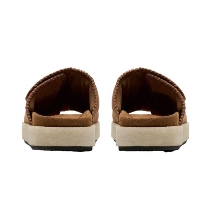Brown - Back - Clarks Originals Mens Overleigh Suede Sliders