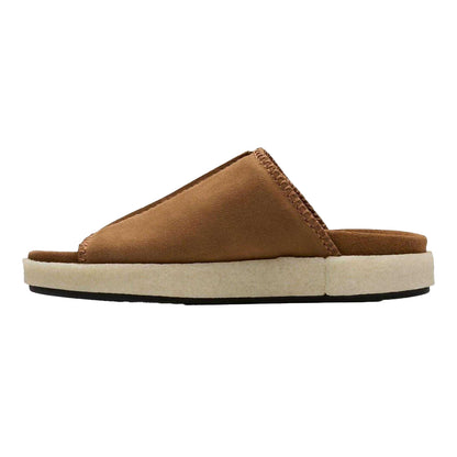 Brown - Side - Clarks Originals Mens Overleigh Suede Sliders