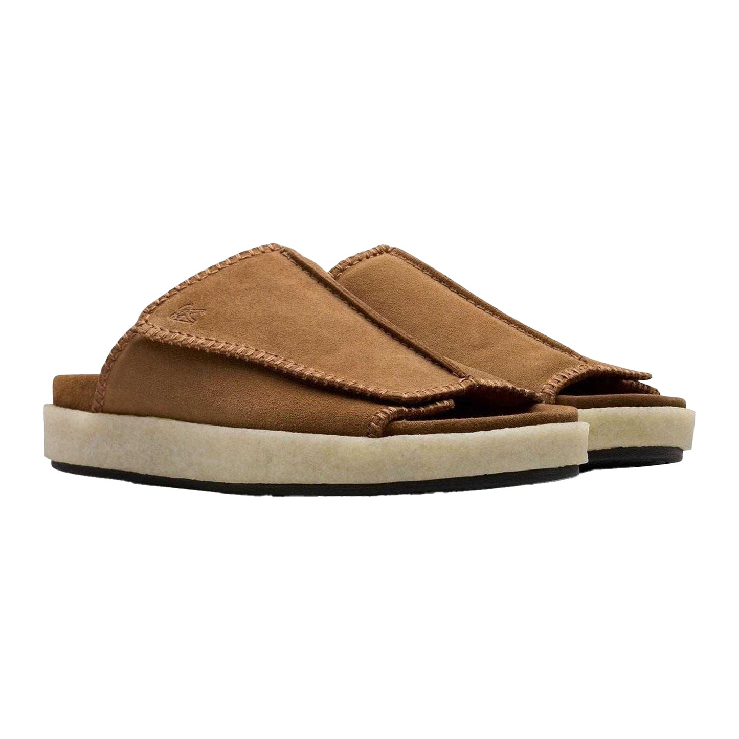Brown - Pack Shot - Clarks Originals Mens Overleigh Suede Sliders