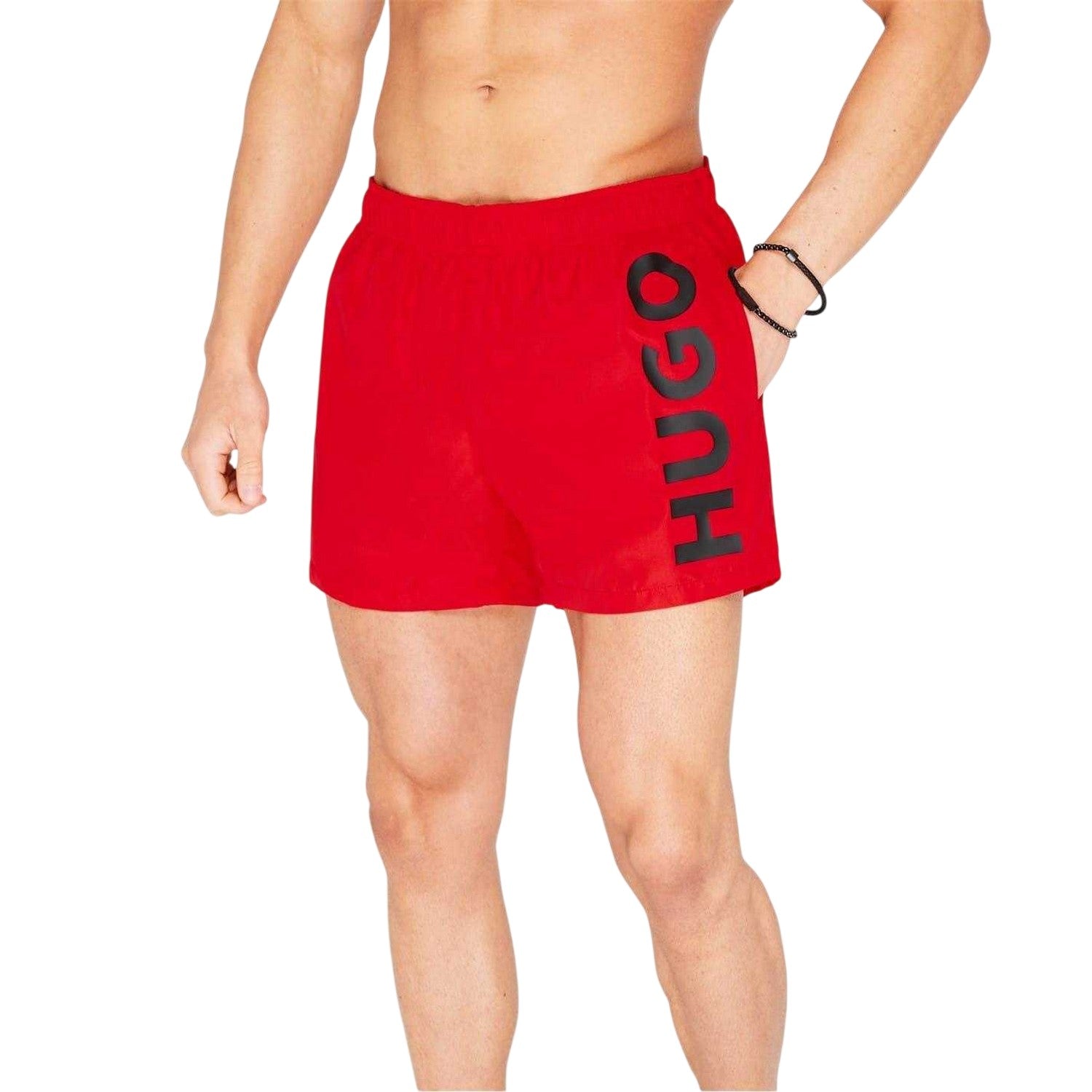 Red - Side - Hugo Boss Mens Abas Swim Shorts
