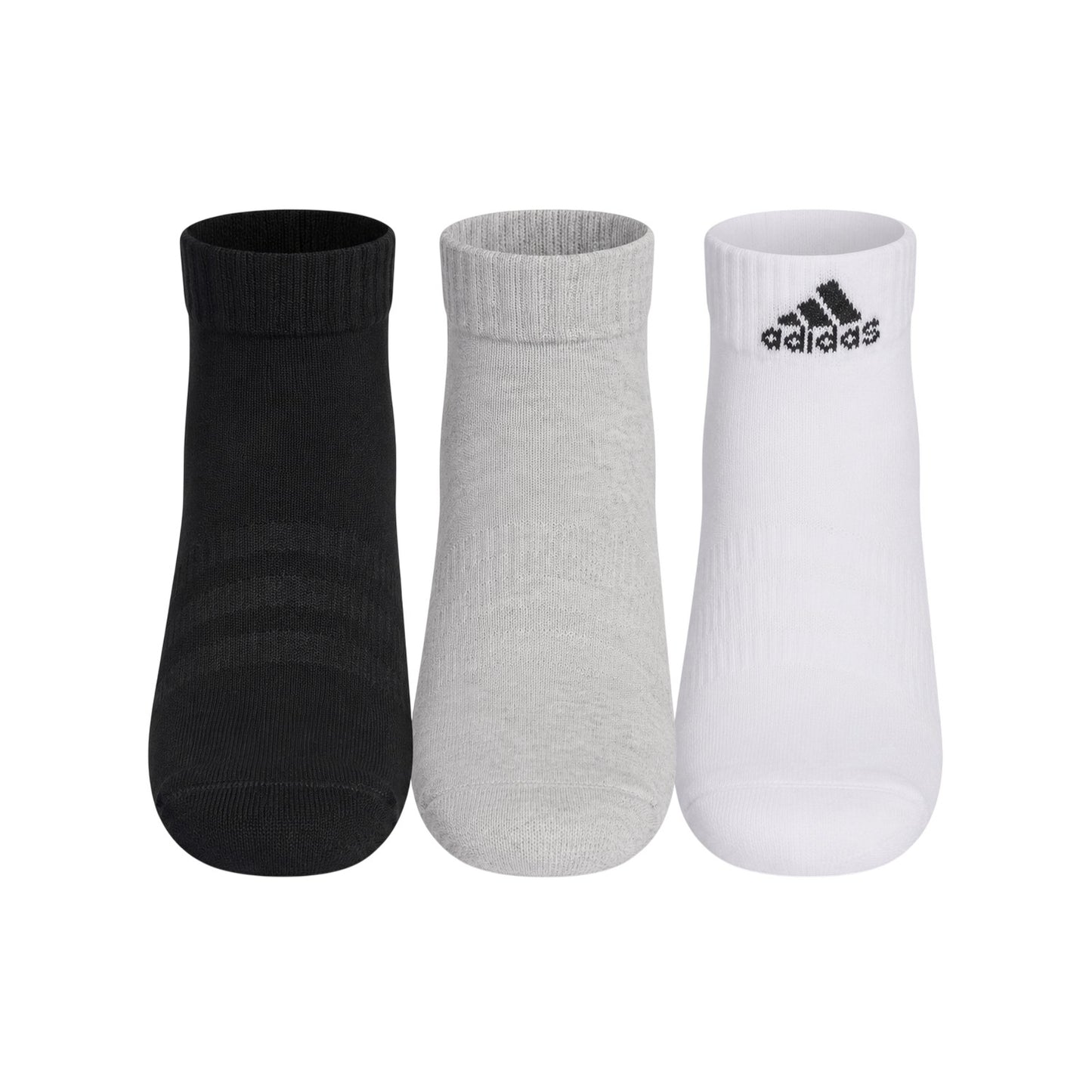 Grey - Back - Adidas Childrens-Kids Cushioned Ankle Socks (Pack of 3)