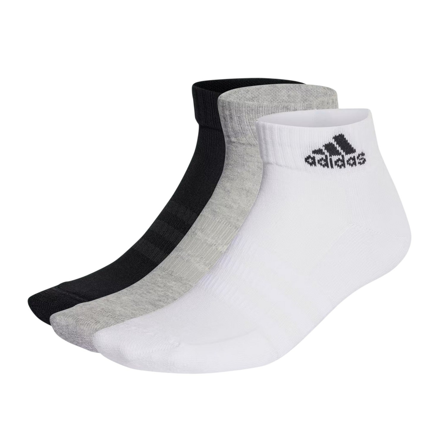 Grey - Front - Adidas Childrens-Kids Cushioned Ankle Socks (Pack of 3)