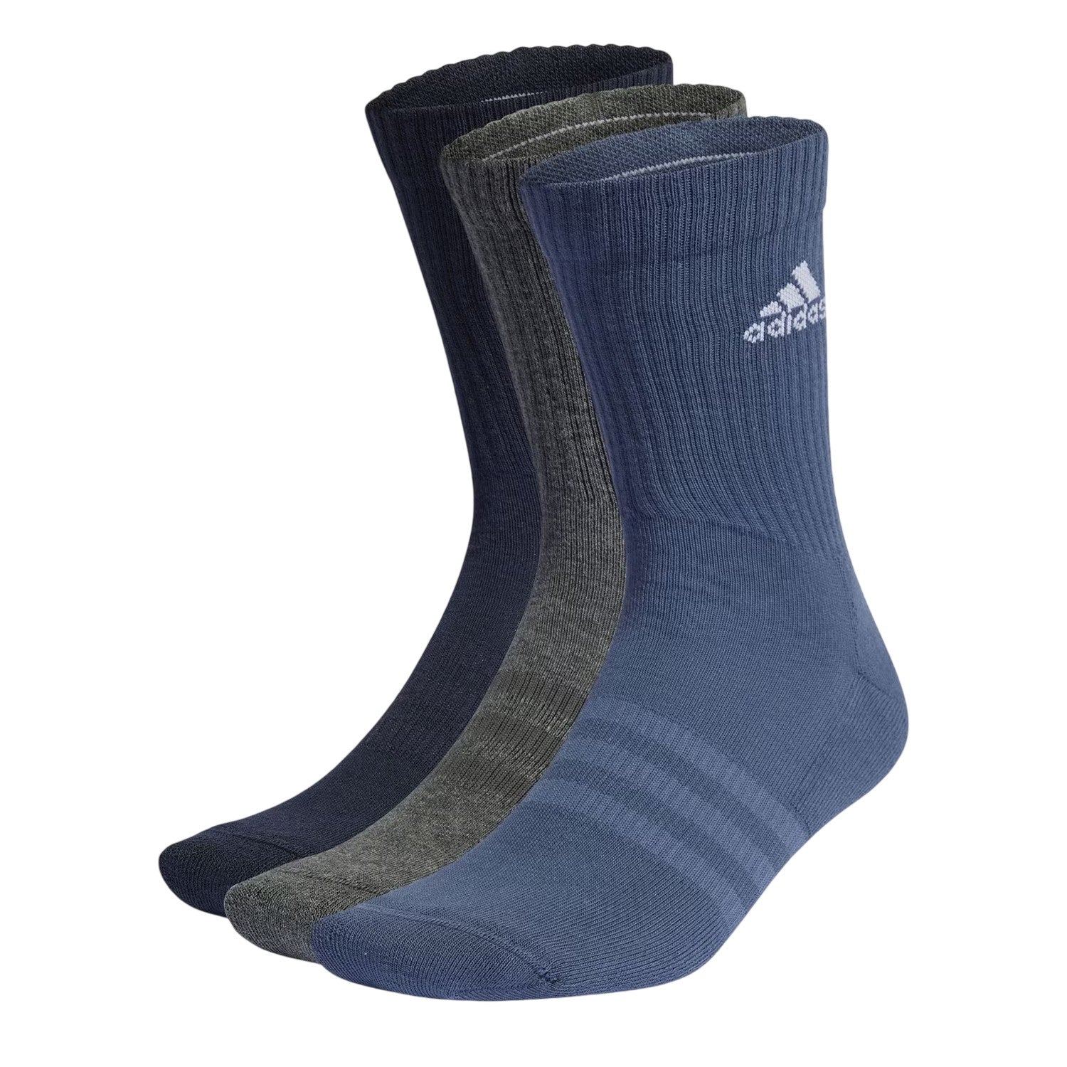 Legend Ink-Purple - Front - Adidas Unisex Adult Cushioned Crew Socks (Pack of 3)