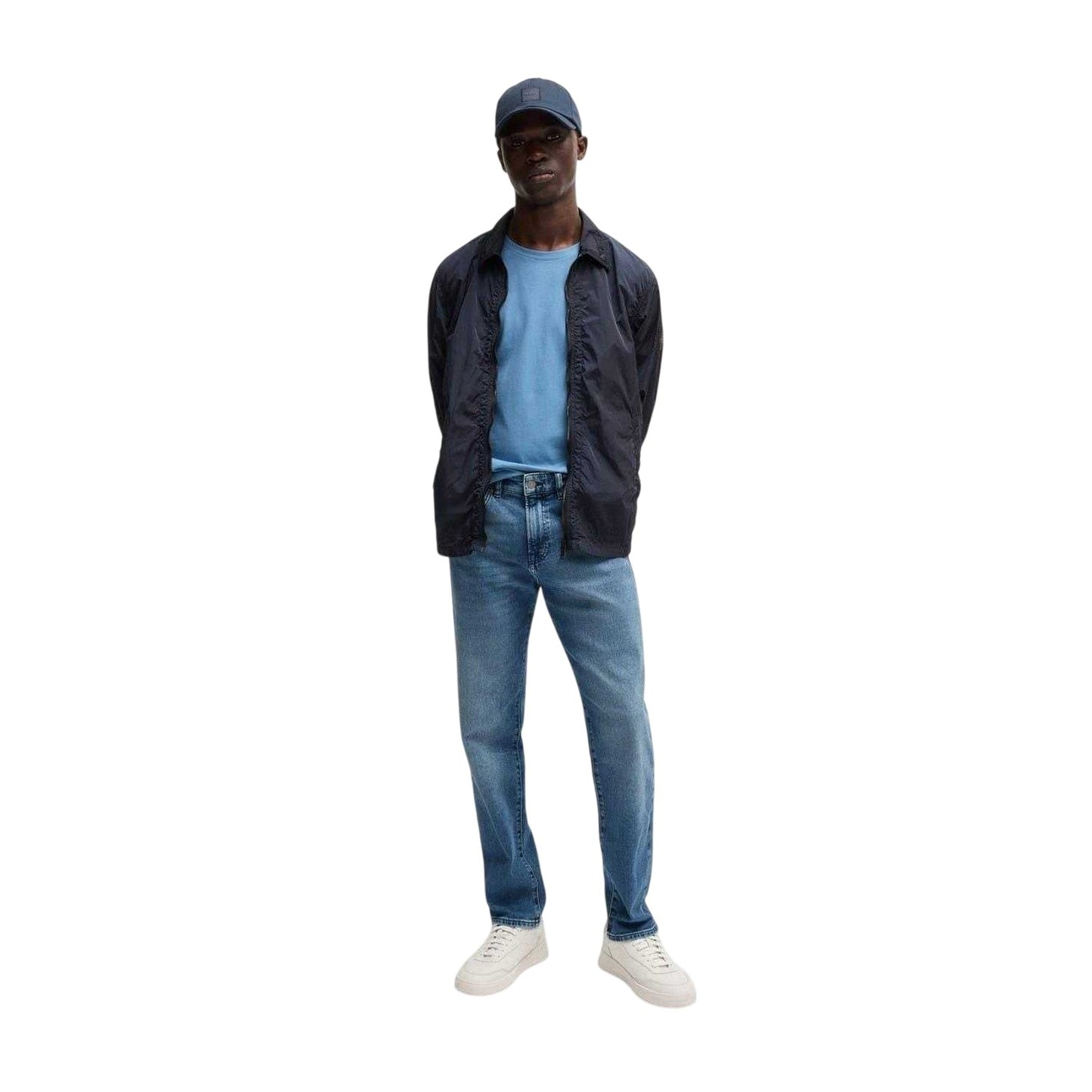 Dark Blue - Side - Boss Mens Leejay 1 Plain Lightweight Casual Jacket