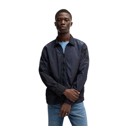 Dark Blue - Front - Boss Mens Leejay 1 Plain Lightweight Casual Jacket