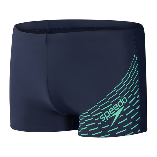 Navy-Green - Front - Speedo Mens Medley Stripe Swim Shorts