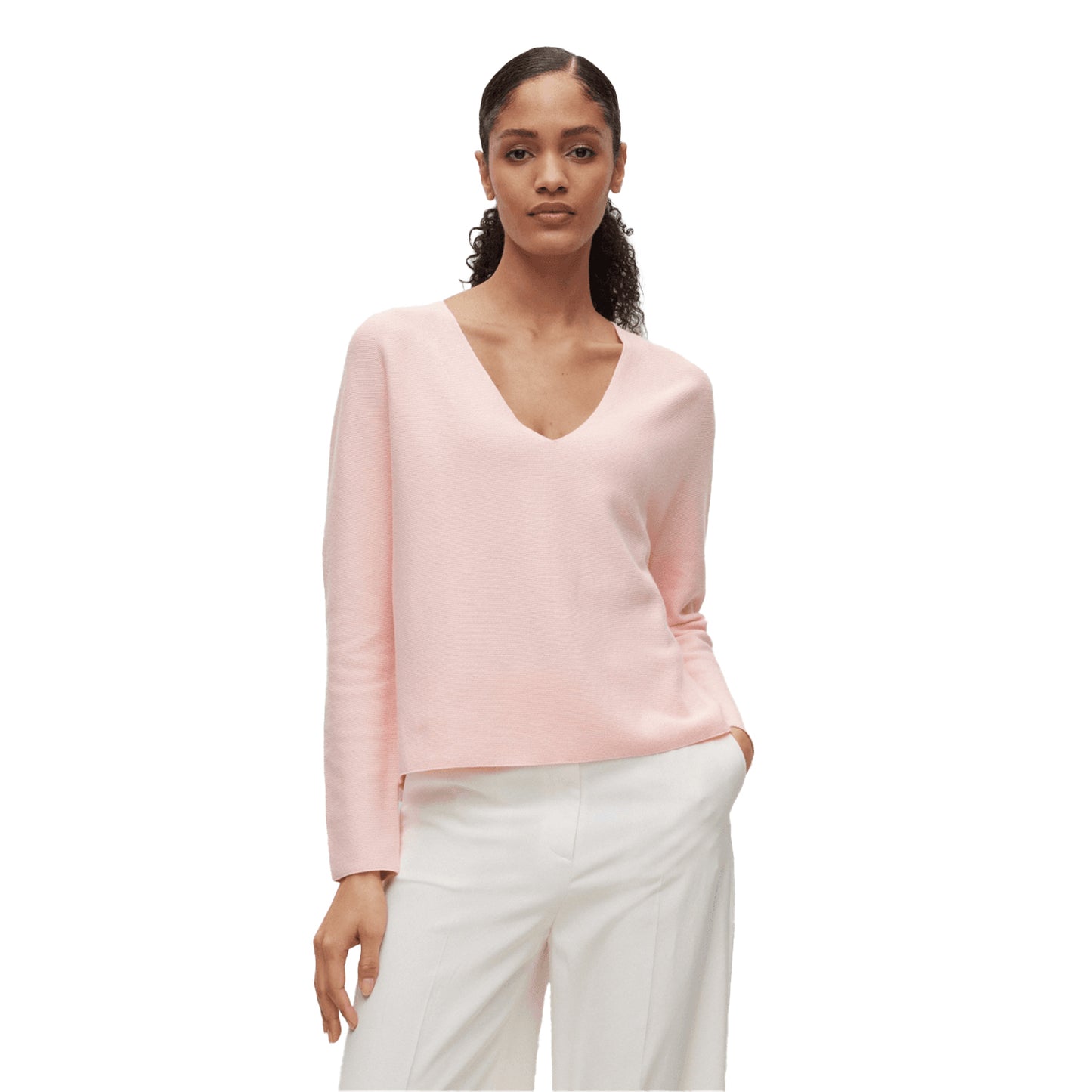 Pink - Side - Boss Womens-Ladies C Ferona Sweater Top