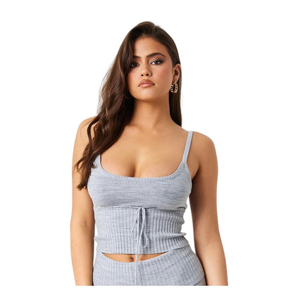 Grey - Front - Missy Empire Womens-Ladies Front Tie Camisole