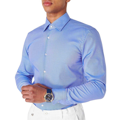 Blue - Side - Boss Mens Hank Kent Collar Slim Formal Shirt