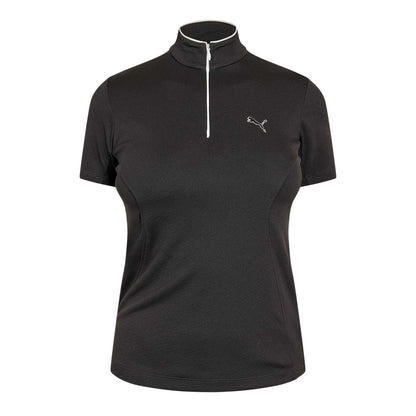 Black - Front - Puma Womens-Ladies Quarter Zip Polo Shirt