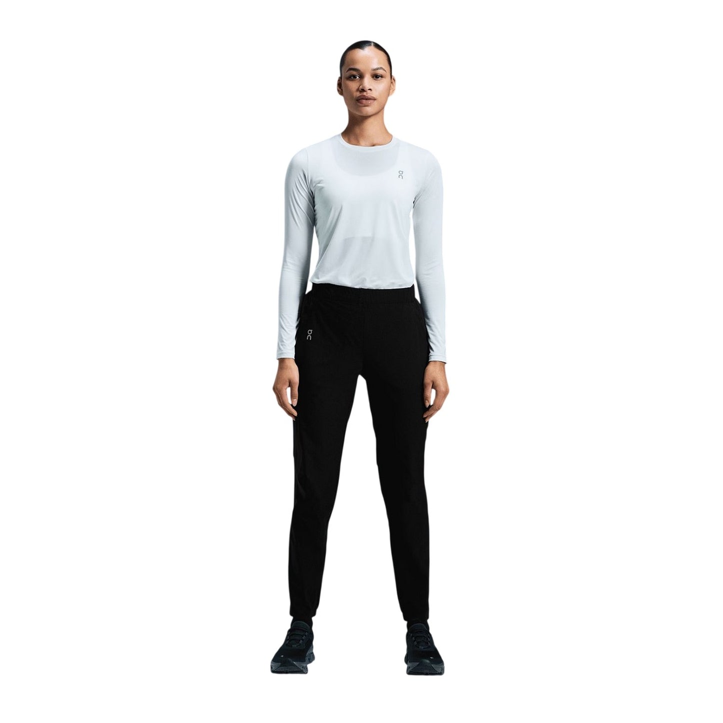 Black - Side - On Womens-Ladies Core Reflective Running Tracksuit Bottoms