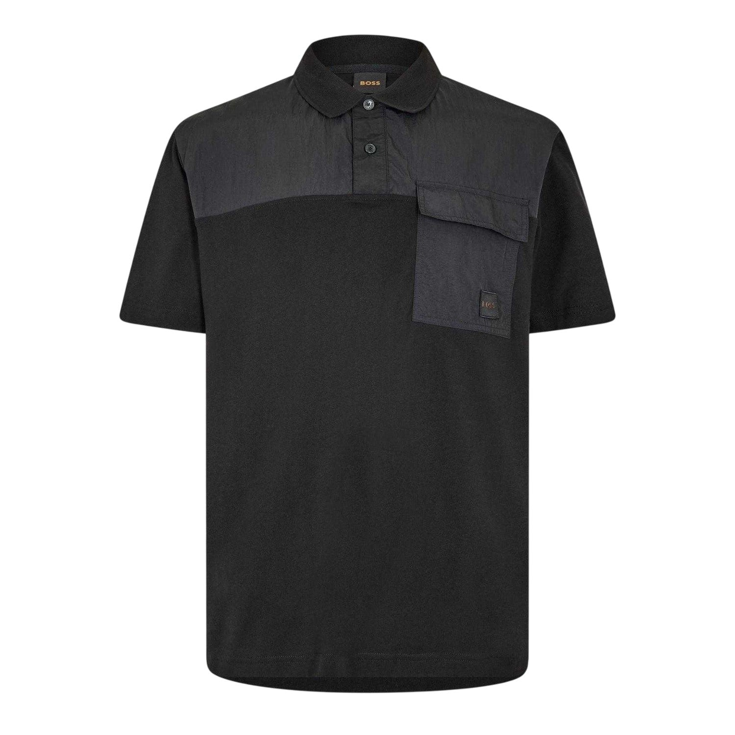 Black - Front - Boss Mens Panel Polo Shirt
