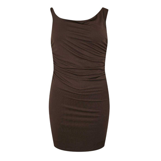 Espresso - Front - Jack Wills Womens-Ladies Cowl Neck Sleeveless Mini Dress
