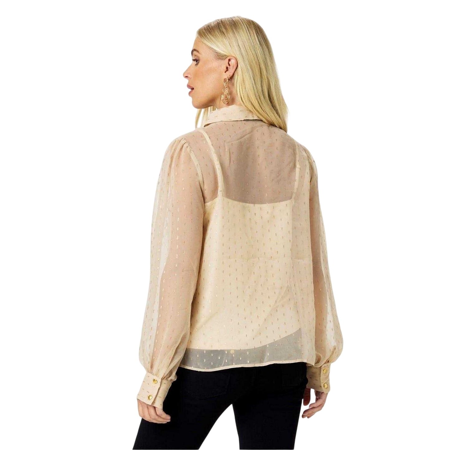 Cream - Back - Biba Womens-Ladies Metallic Shirt