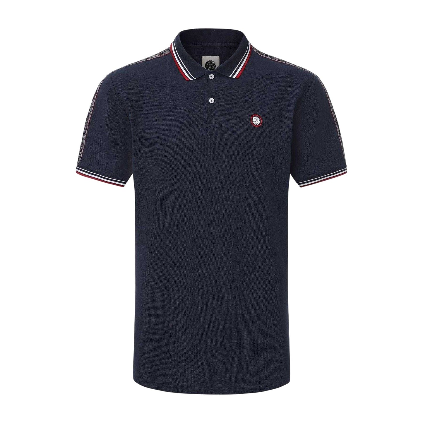 Navy - Front - Pretty Green Mens Logo Taped Polo Shirt