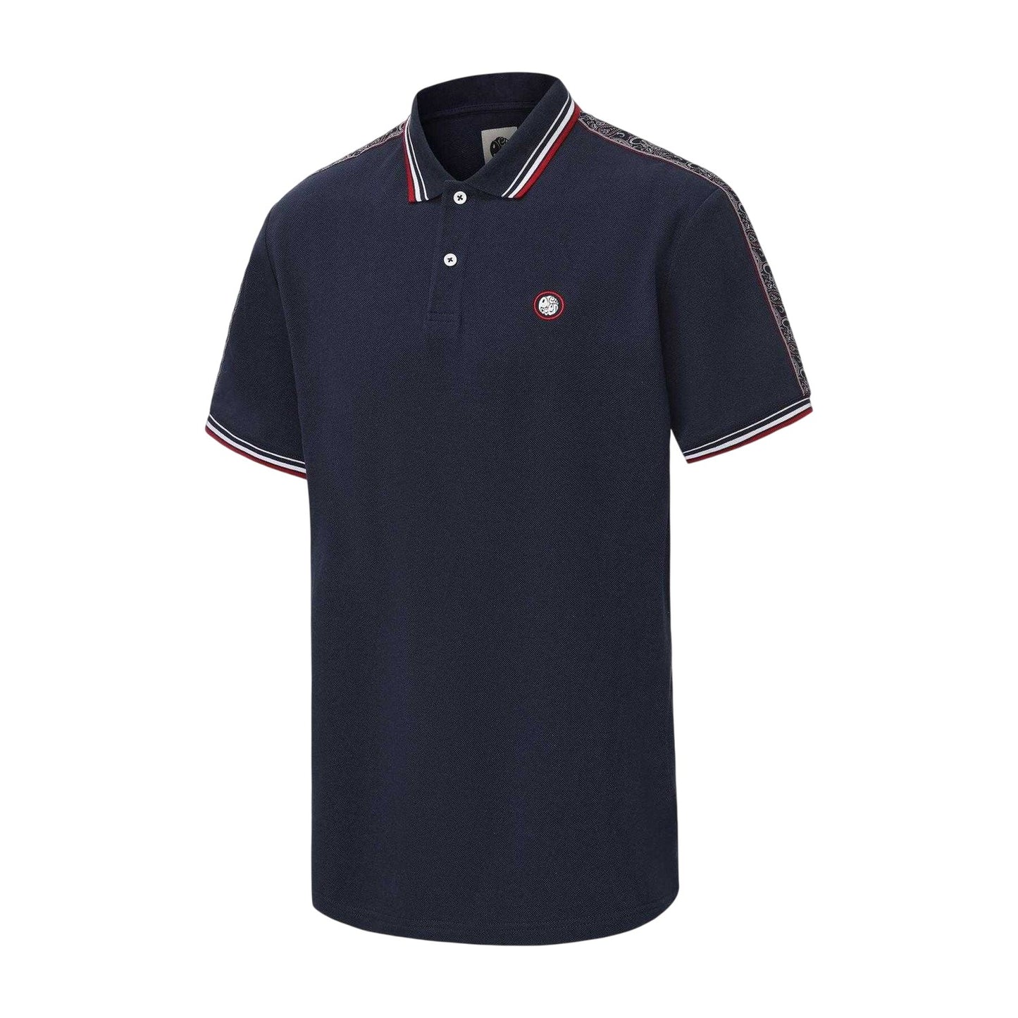 Navy - Side - Pretty Green Mens Logo Taped Polo Shirt