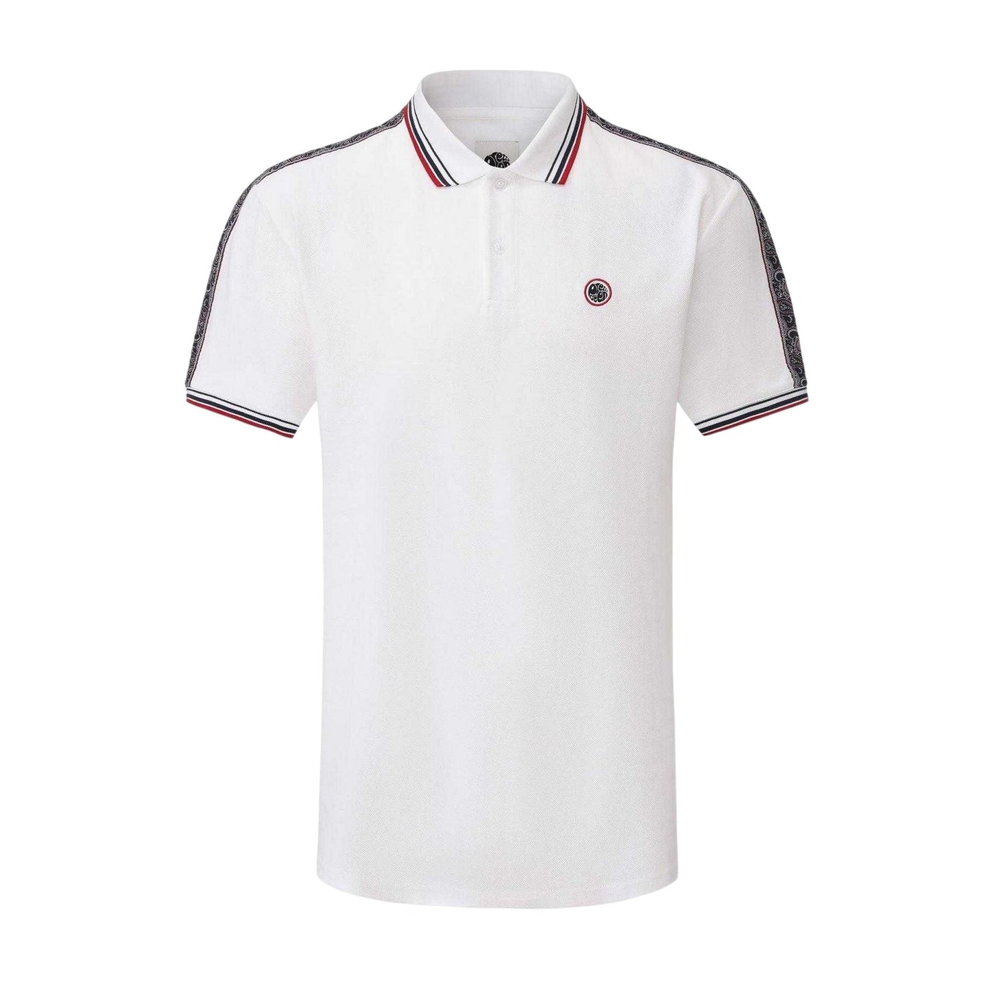 White - Front - Pretty Green Mens Logo Taped Polo Shirt