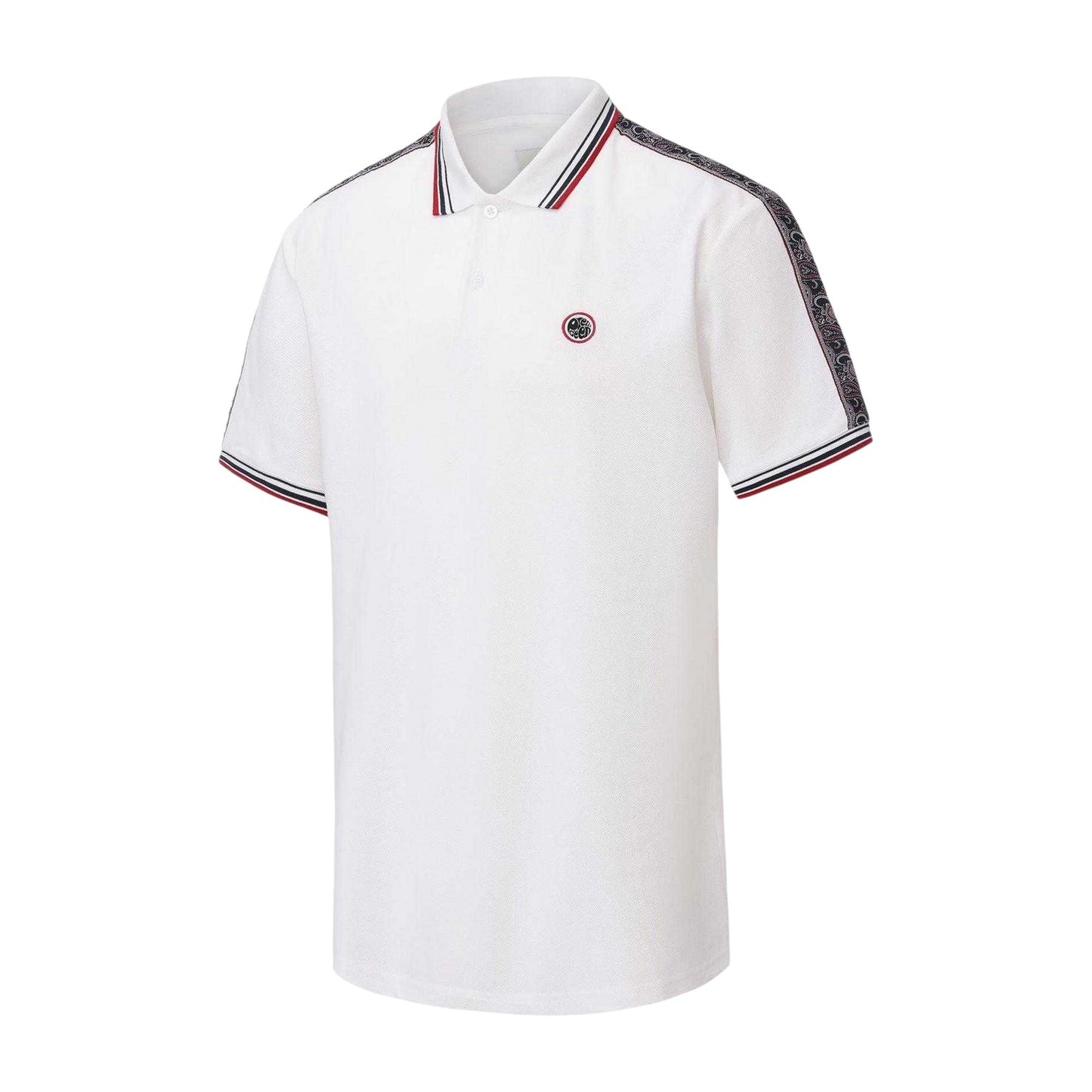 White - Side - Pretty Green Mens Logo Taped Polo Shirt