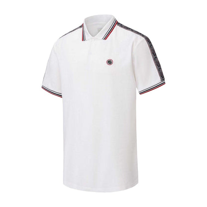 White - Side - Pretty Green Mens Logo Taped Polo Shirt