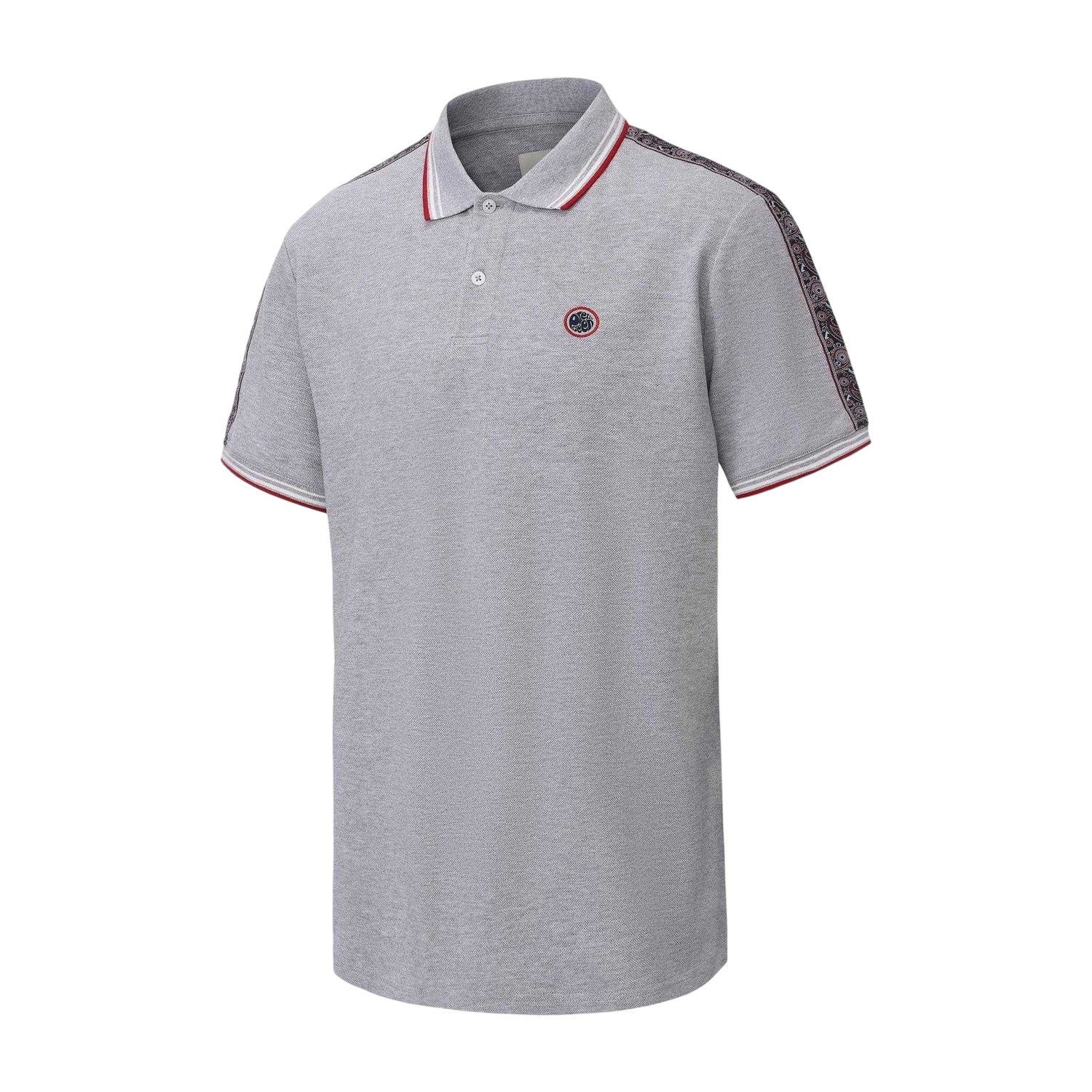 Grey - Front - Pretty Green Mens Logo Taped Polo Shirt