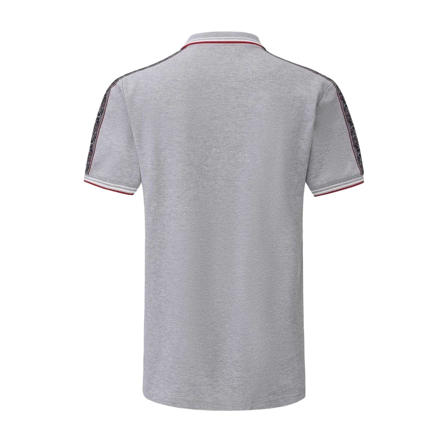 Grey - Back - Pretty Green Mens Logo Taped Polo Shirt