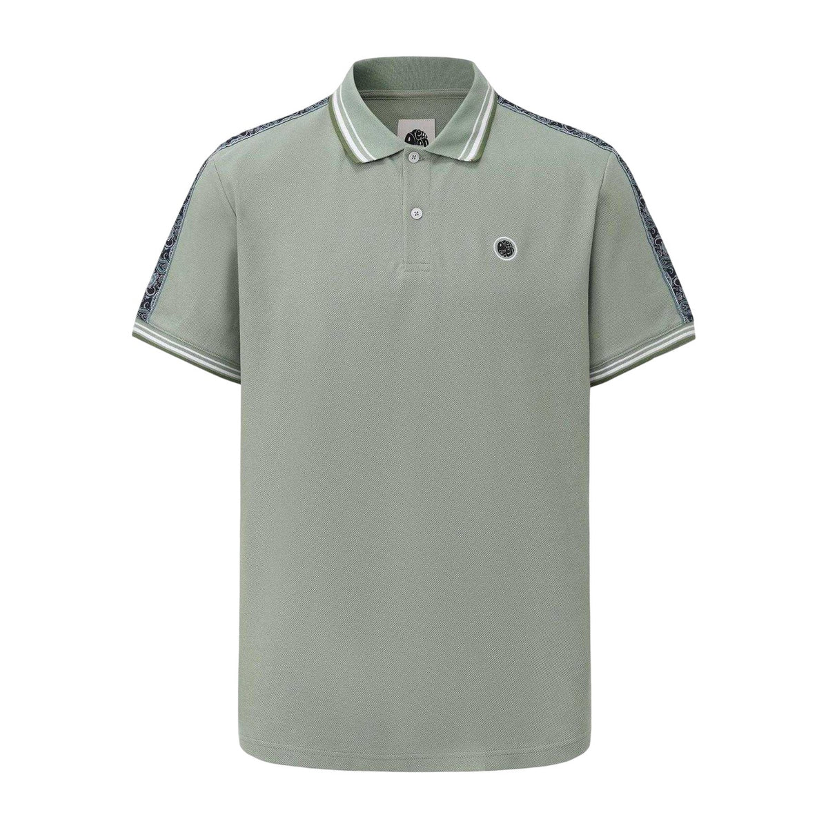 Light Green - Front - Pretty Green Mens Logo Taped Polo Shirt