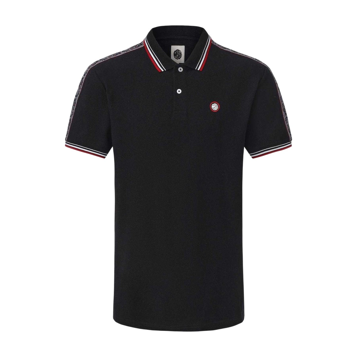 Black - Front - Pretty Green Mens Logo Taped Polo Shirt