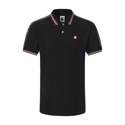 Black - Front - Pretty Green Mens Logo Taped Polo Shirt
