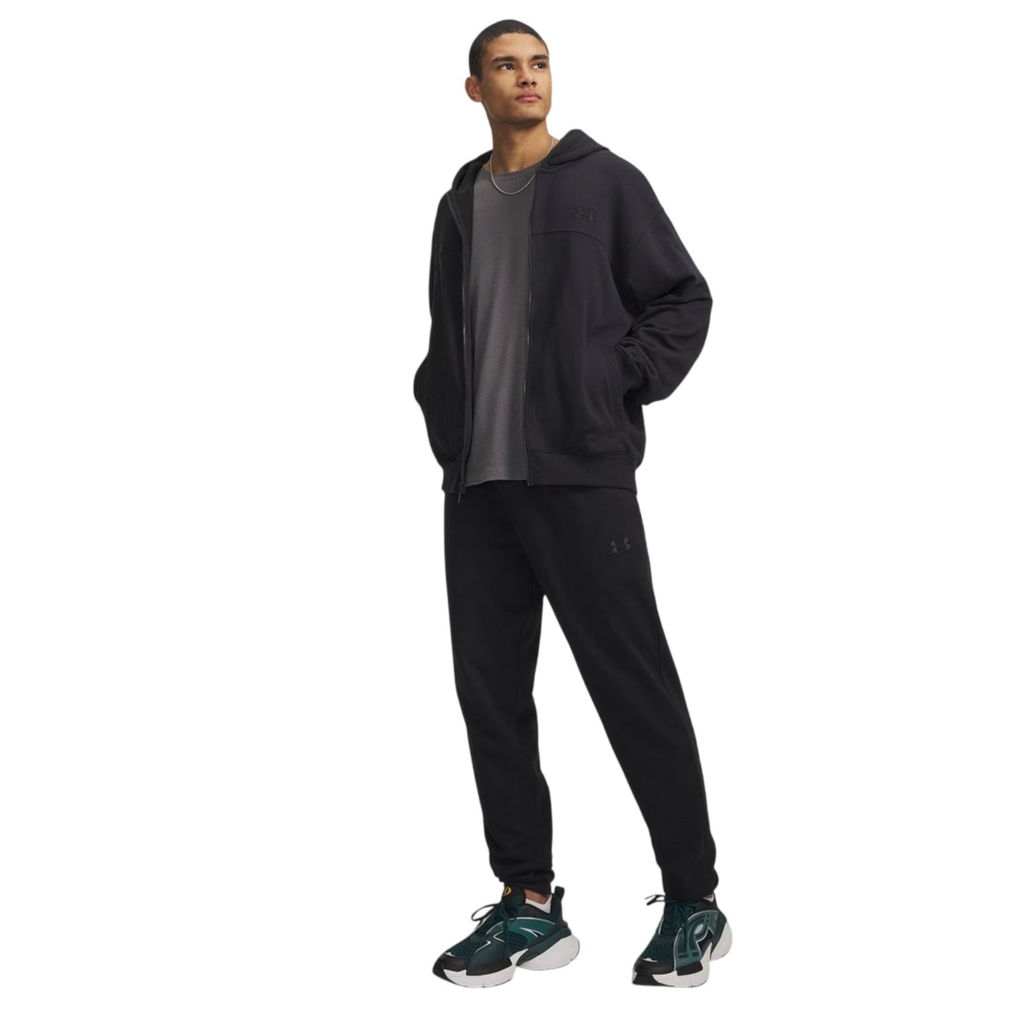 Black-Black - Side - Under Armour Mens Rival Fleece Joggers