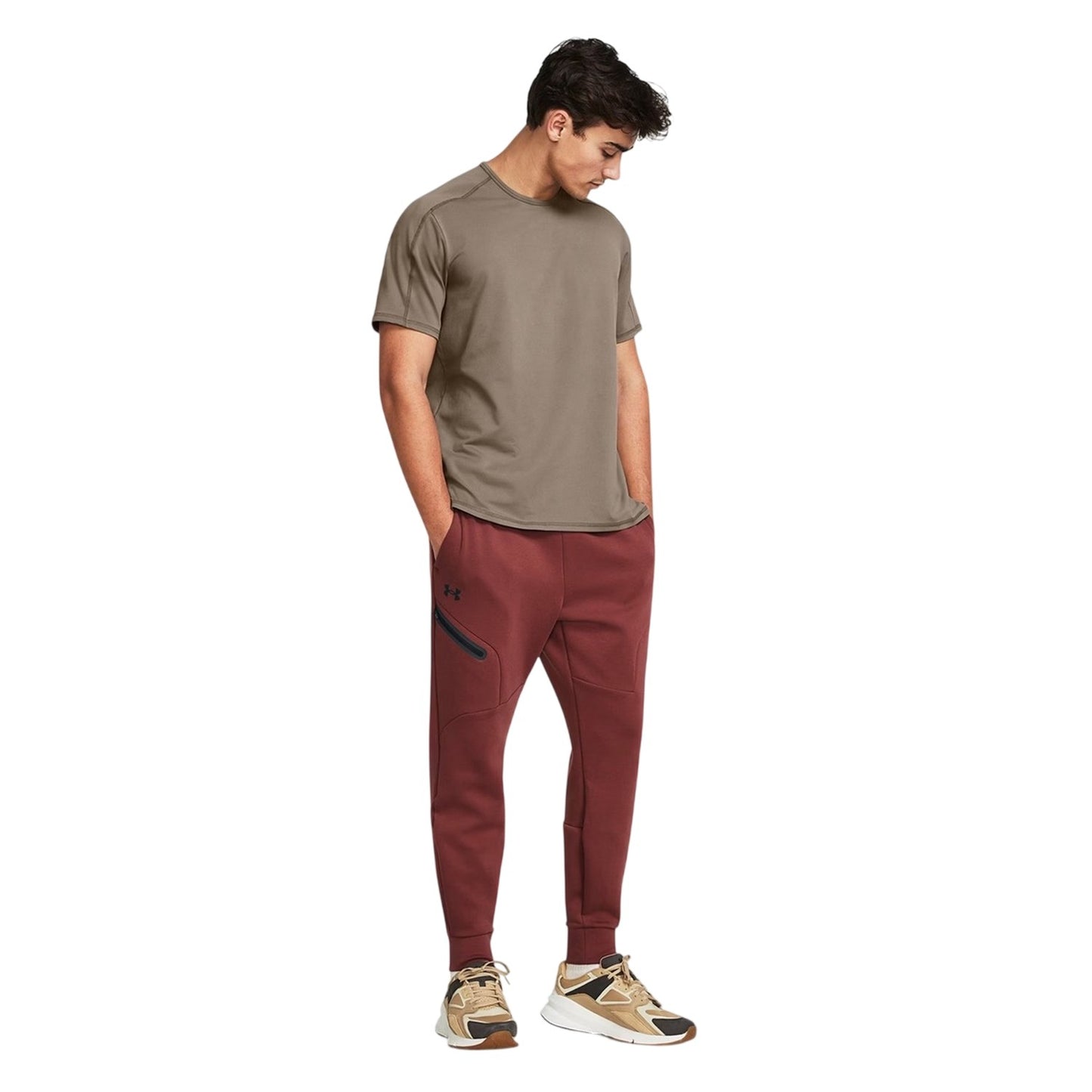 Red - Side - Under Armour Mens Unstoppable Joggers