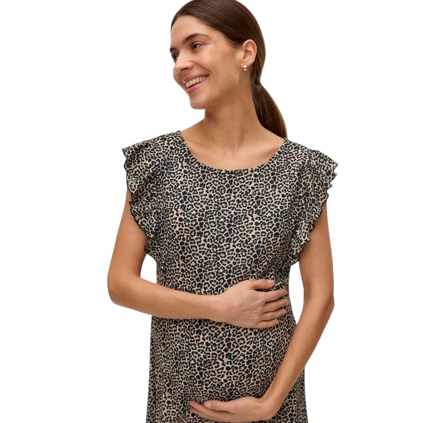 Black - Side - Mamalicious Womens-Ladies Mleveline Leopard Print Sleeveless Mini Dress
