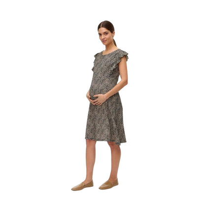 Black - Lifestyle - Mamalicious Womens-Ladies Mleveline Leopard Print Sleeveless Mini Dress