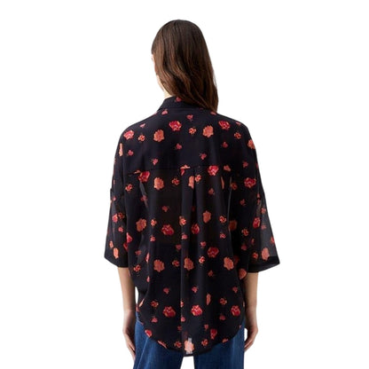 Marine-Multicoloured - Back - French Connection Womens-Ladies Floral Sheer Fabric Drop Shoulder Shirt