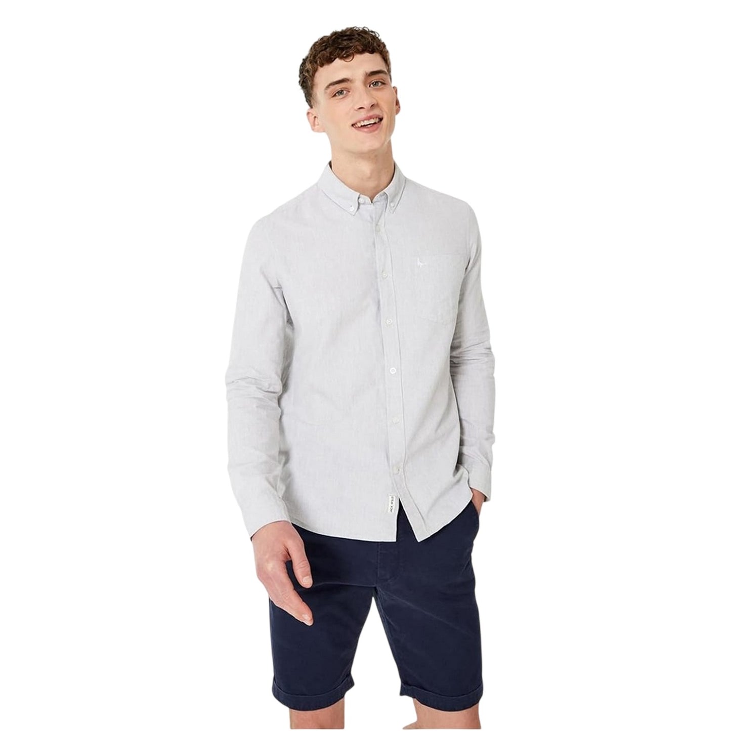 Light Ash - Side - Jack Wills Mens Plain Oxford Shirt