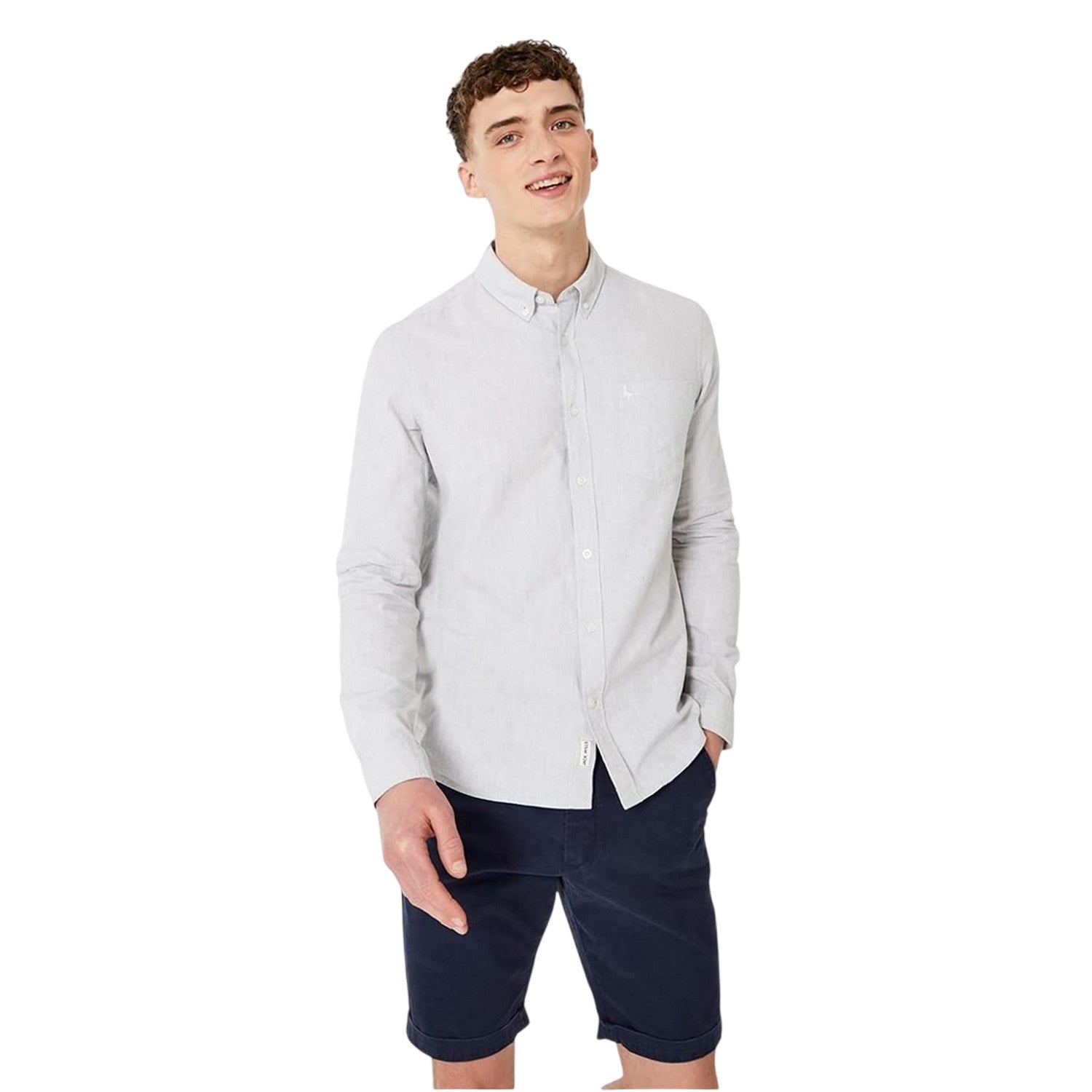 Light Ash - Side - Jack Wills Mens Plain Oxford Shirt