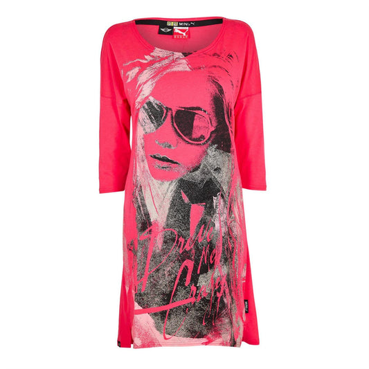Pink - Front - Puma Womens-Ladies Brush Stroke 3-4 Sleeve Mini Dress