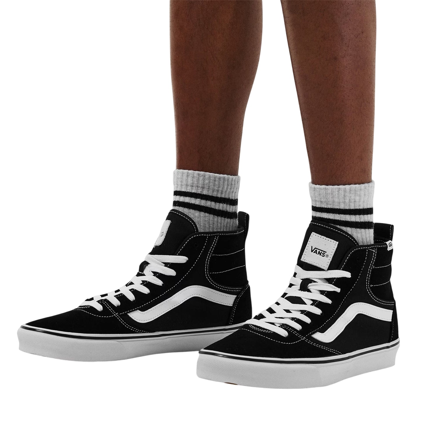 Black-White - Lifestyle - Vans Mens Ashwoodi Suede Trainers